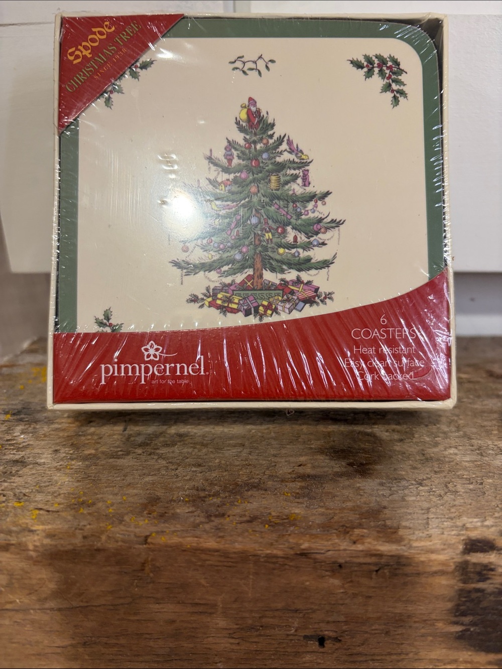 Pimpernel Christmas Tree Coasters - Festive Holiday Set of 6- Spode Design